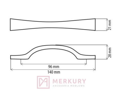 Uchwyt Meblowy DS29 Stal Szczotkowana Inox 96mm